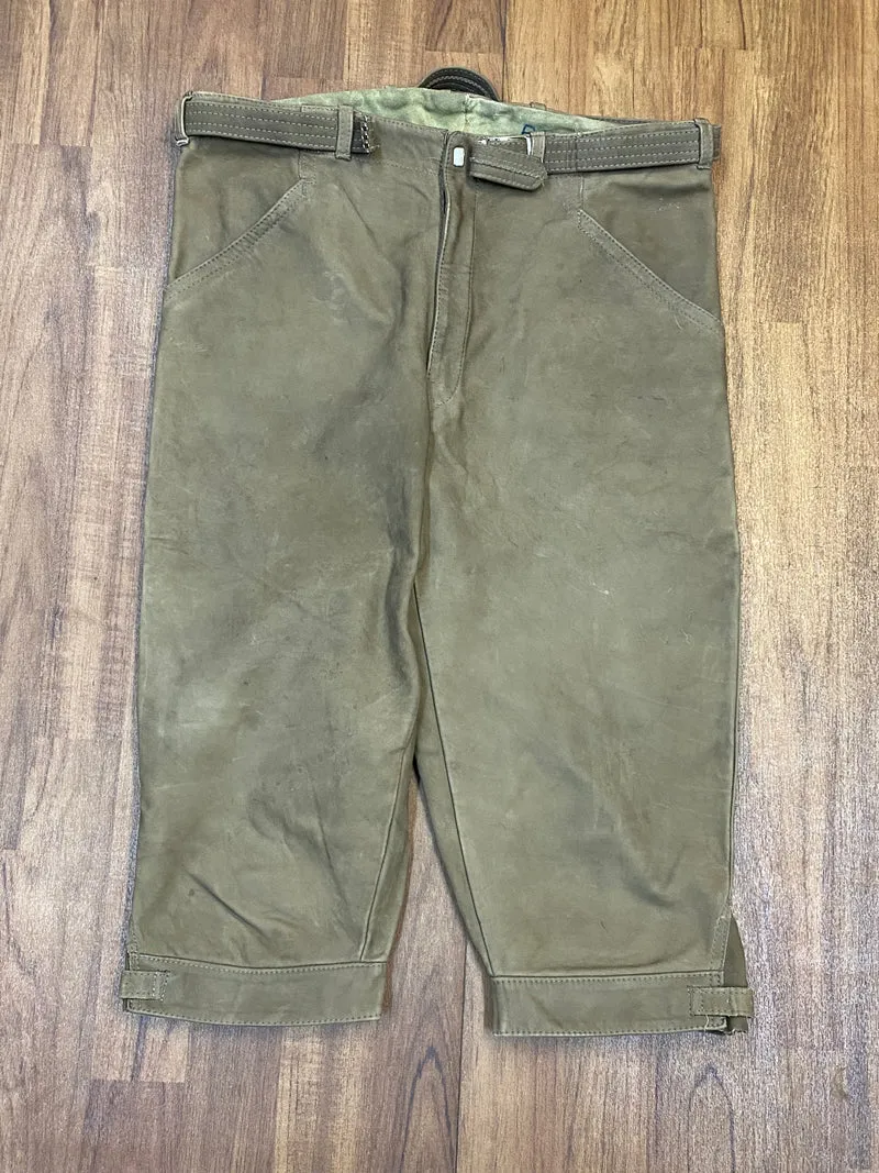 Vintage Kniebundlederhose Herren 70er/80er Echtleder Grün Gr. 48