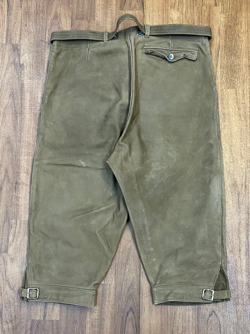 Vintage Kniebundlederhose Herren 70er/80er Echtleder Grün Gr. 48