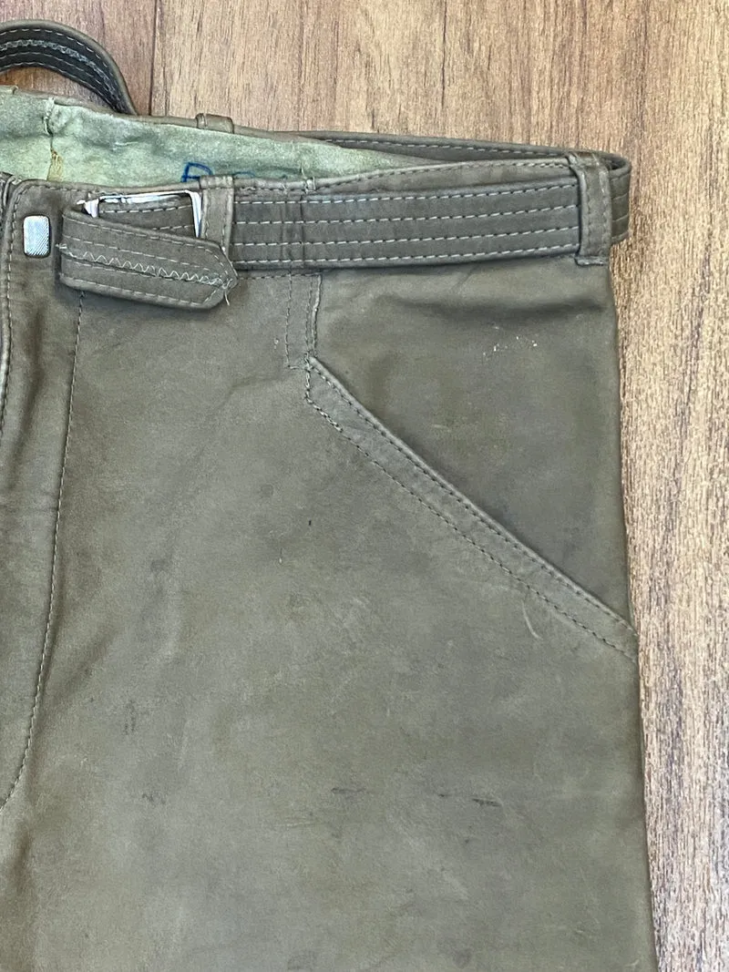 Vintage Kniebundlederhose Herren 70er/80er Echtleder Grün Gr. 48