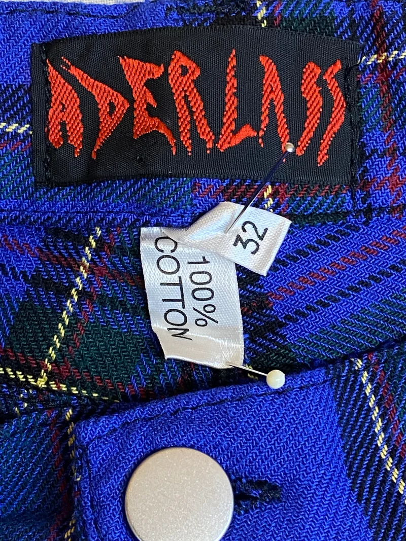Aderlass Herren Hose Tartan Blue Vintage Size 32, Gr.M