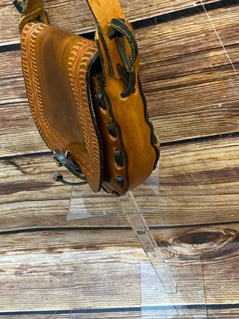 Ledertasche Vintage braun Satteltasche gestanzt Handgefertigt