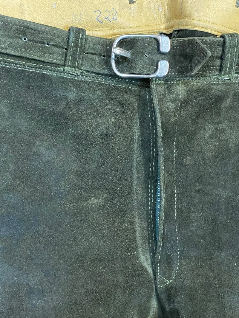 Vintage Lederhose Herren Kniebund Gr. ca. 52 – dunkelgrün Trachtenhose Frankonia Jagd