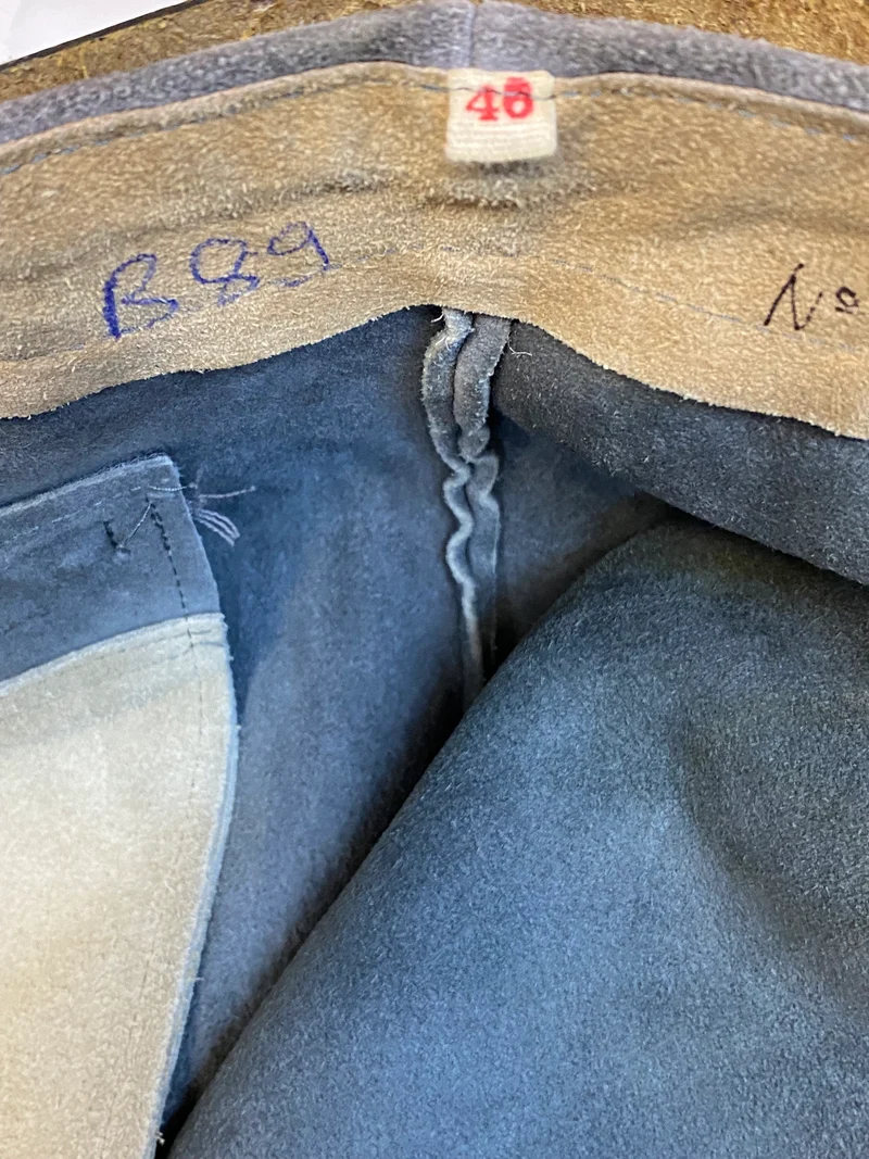 Vintage Kniebundlederhose Herren Echtleder Grau Gr. 48 Trachtenhose