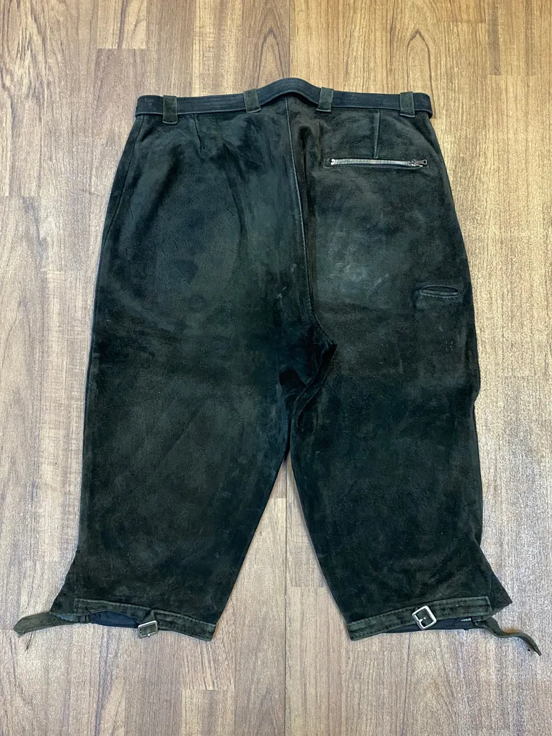 Vintage Kniebundlederhose Herren Echtleder Grün Hirmer München Gr. 46 Trachtenhose