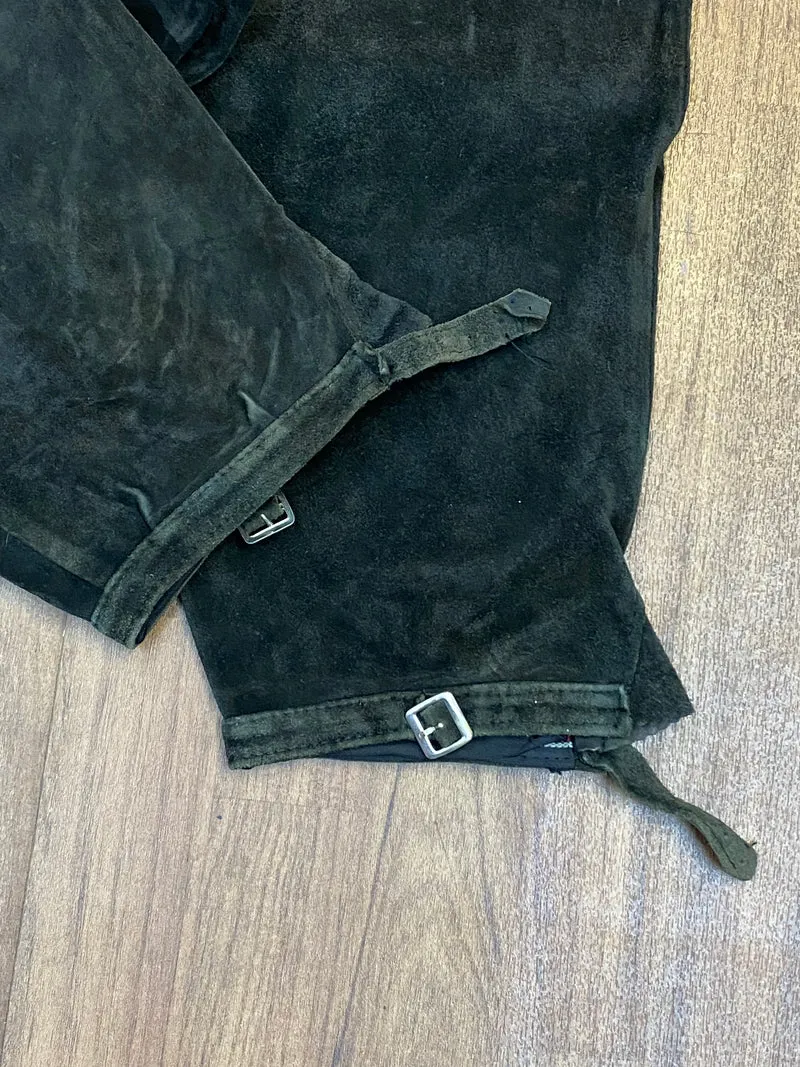 Vintage Kniebundlederhose Herren Echtleder Grün Hirmer München Gr. 46 Trachtenhose