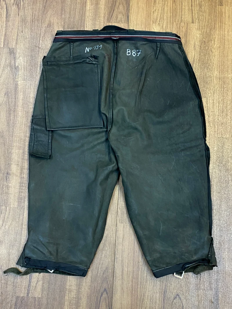 Vintage Kniebundlederhose Herren Echtleder Grün Hirmer München Gr. 46 Trachtenhose