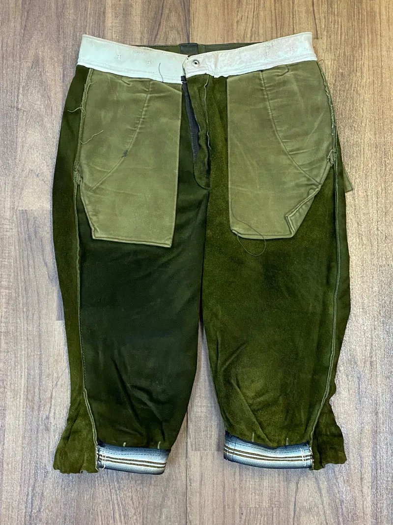 Vintage Lederhose Herren Kniebund Gr. 46 – grüne Trachtenhose Hirmer München