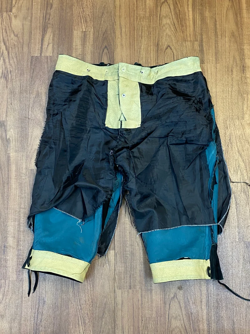 Vintage Kniebundlederhose Herren Schwarz Achim Klein Größe 56 Echtleder bestickt