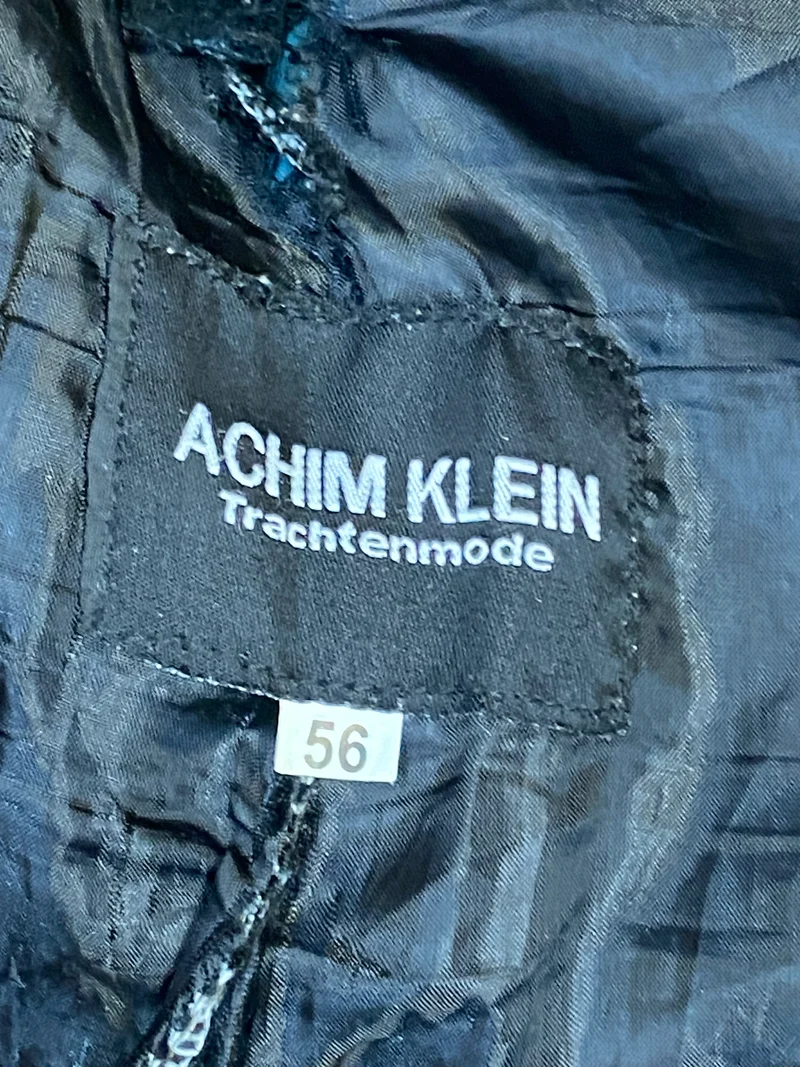 Vintage Kniebundlederhose Herren Schwarz Achim Klein Größe 56 Echtleder bestickt