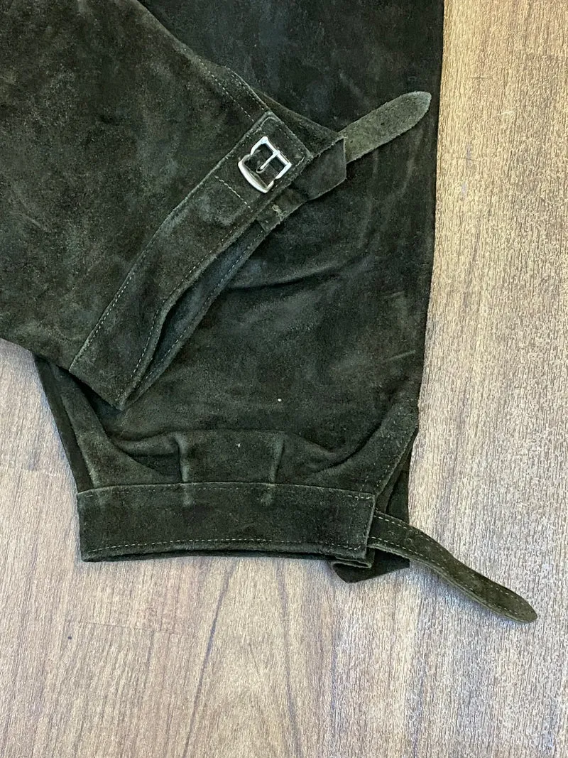 Vintage Lederhose Herren Kniebund Gr. ca. 48 – grün Trachtenhose Echtleder 90er