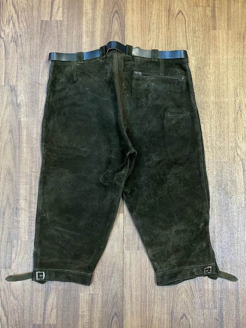 Vintage Lederhose Herren Kniebund Gr. ca. 48 – grün Trachtenhose Echtleder 90er