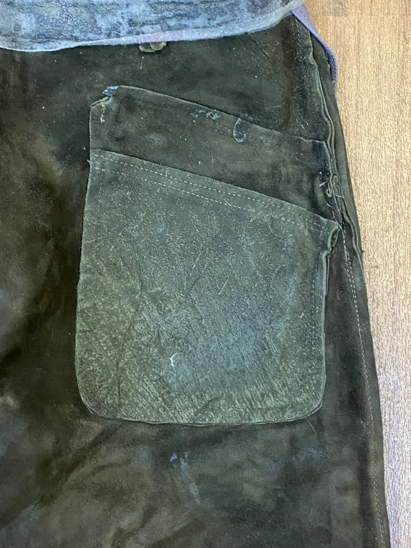 Vintage Lederhose Herren Kniebund Gr. ca. 48 – grün Trachtenhose Echtleder 90er