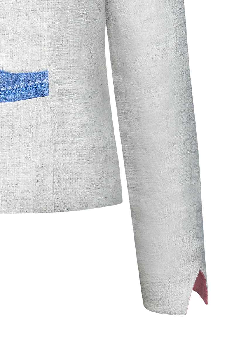 Leinenjoppe mit Kreuzstichstickerei