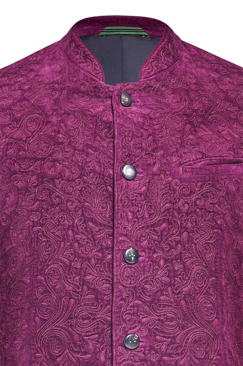 Samtjacke mit reicher Relief-Stickerei