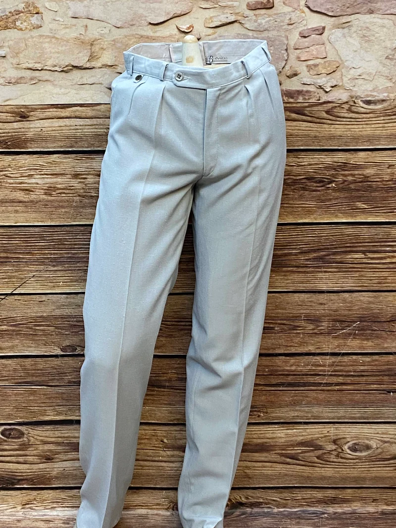 Vintage Hose Herren Bundfaltenhose klassisch elegant Gr.48 – Hellgrau