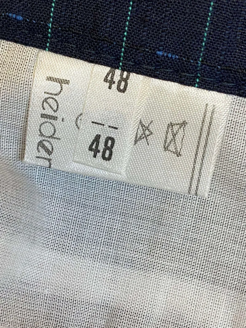 Vintage Bundfaltenhose Herren Gr.48 – Dunkelblau Kariert High Waist 80er