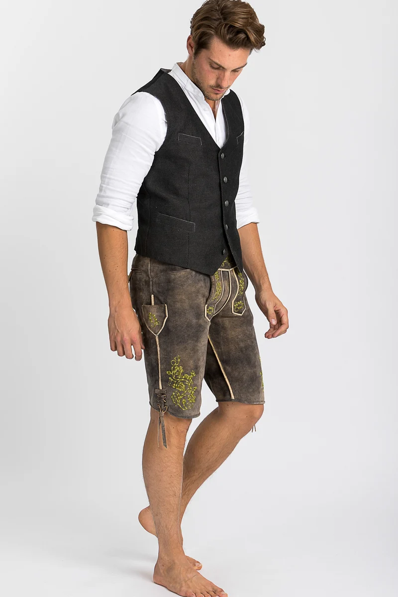 Kurze Beckert Lederhose Chieming Wildbock grau