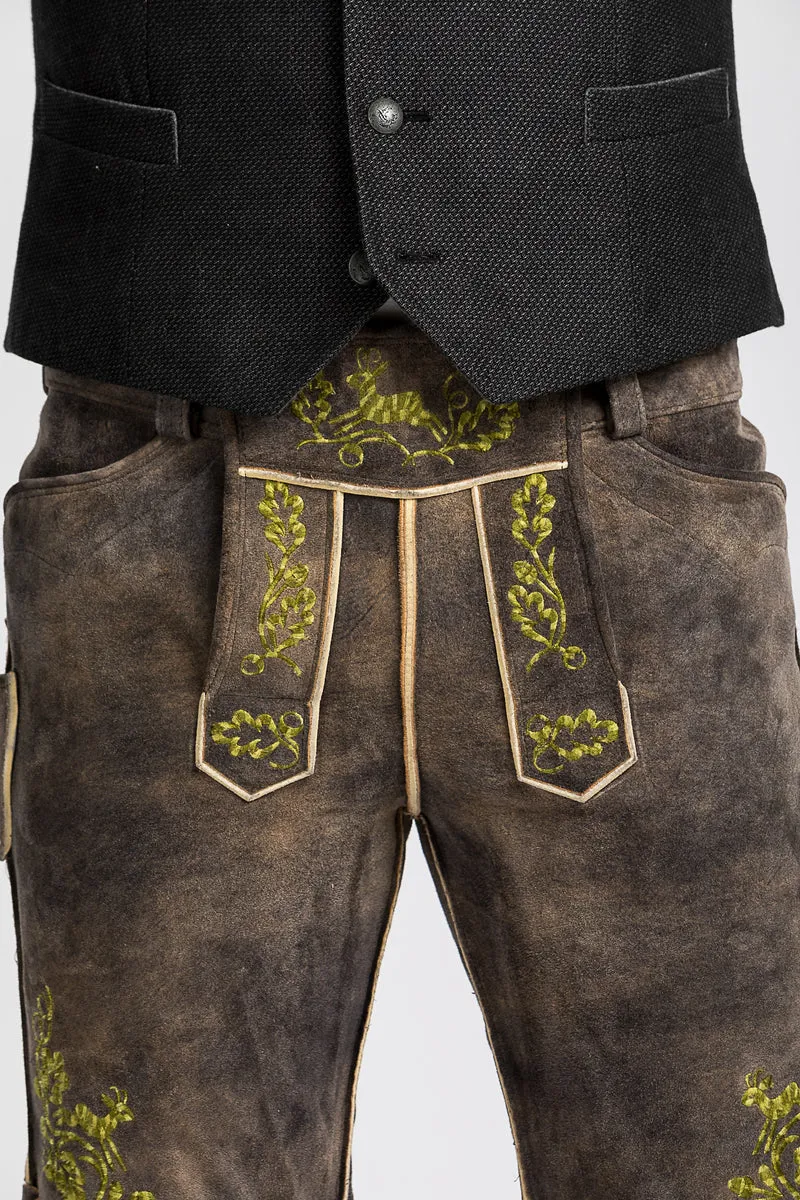 Kurze Beckert Lederhose Chieming Wildbock grau