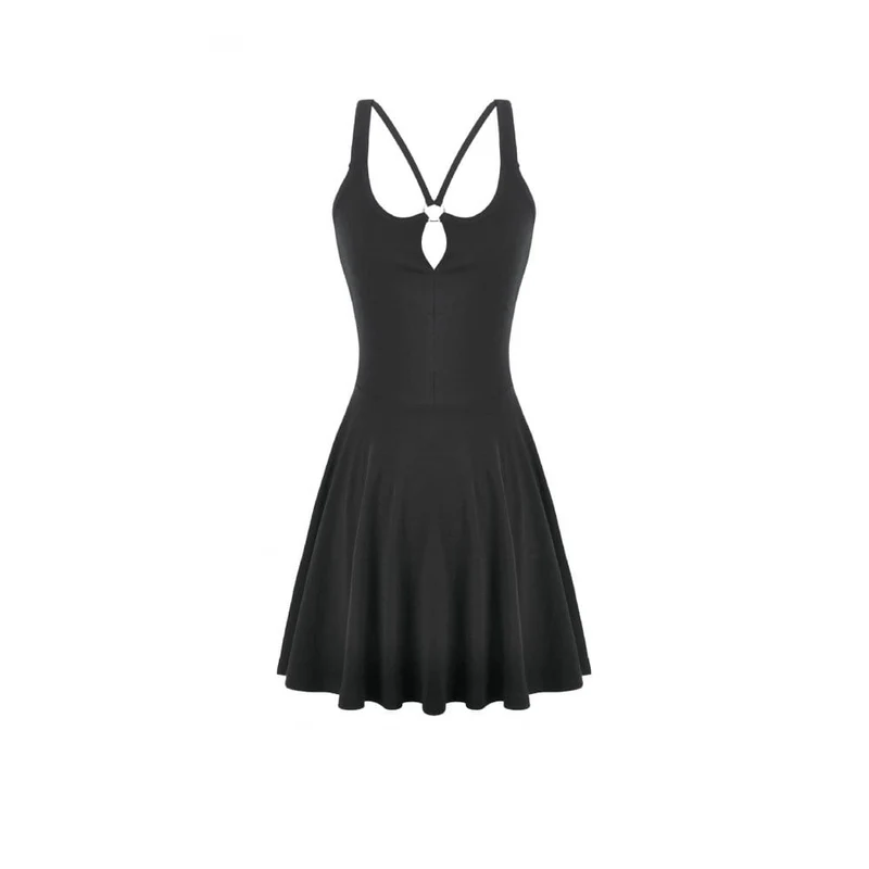 Punk-Slipkleid für Damen mit gekreuzten Trägern und Cut-outs