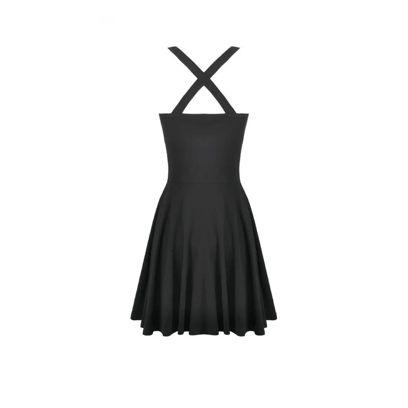 Punk-Slipkleid für Damen mit gekreuzten Trägern und Cut-outs