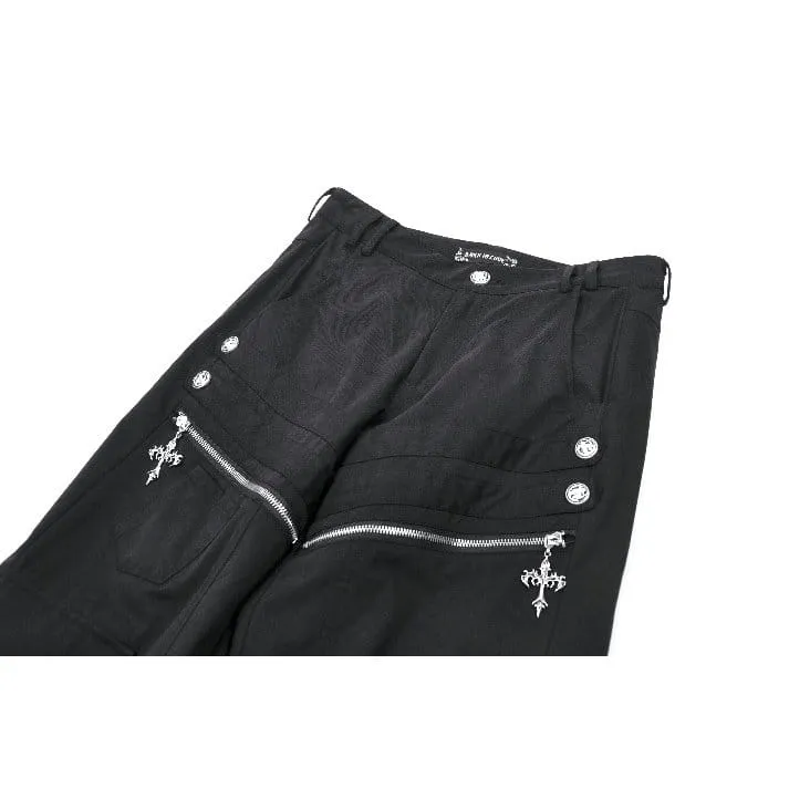 Punk-Damenhose mit Ösen, großer Tasche und Reißverschluss