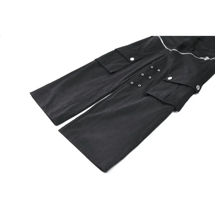Punk-Damenhose mit Ösen, großer Tasche und Reißverschluss
