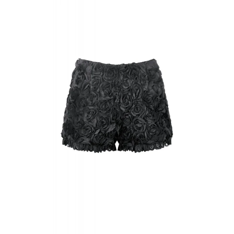 Gothic-Shorts für Damen mit Rosen-Spitzenbesatz