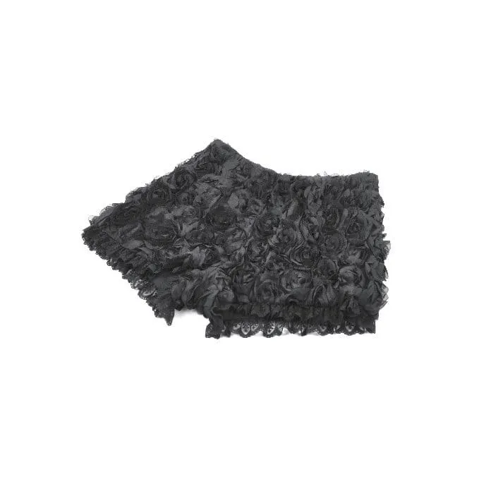 Gothic-Shorts für Damen mit Rosen-Spitzenbesatz