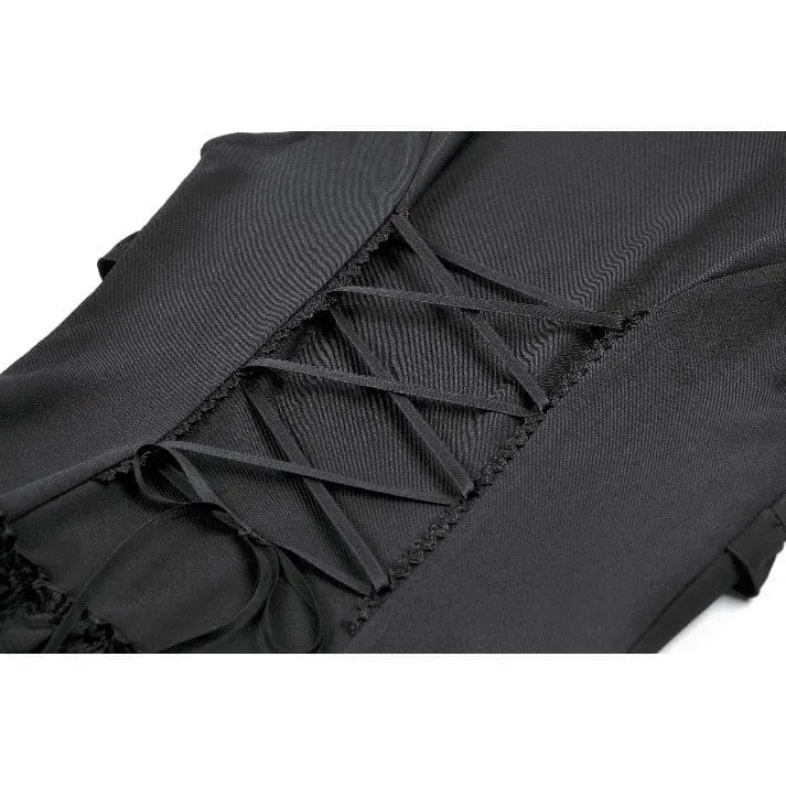 Gothic-Kleid für Damen, zweifarbig, mit Rüschen und kurzen Ärmeln