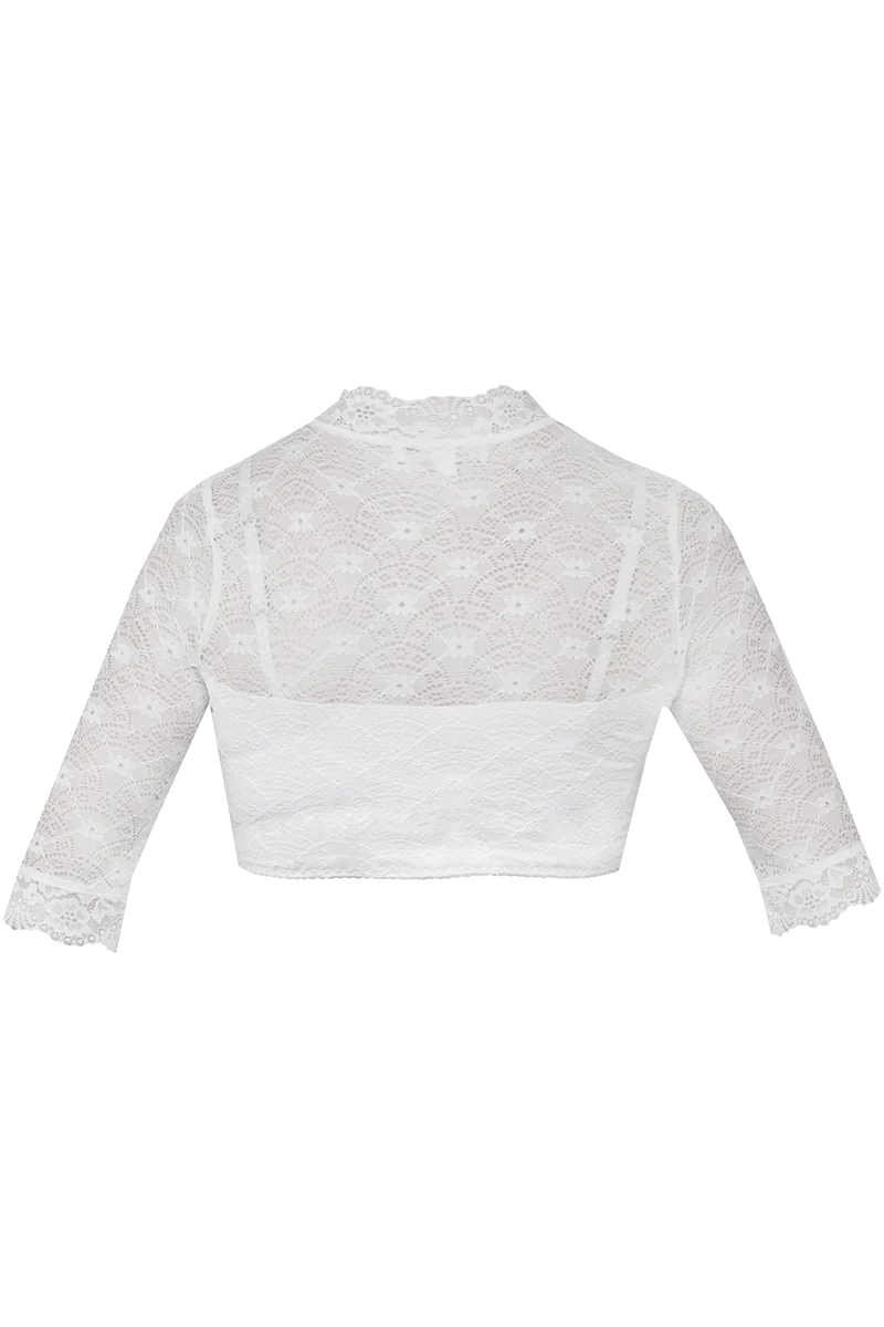 Dirndlbluse mit Tropfenausschnitt und floraler Spitze