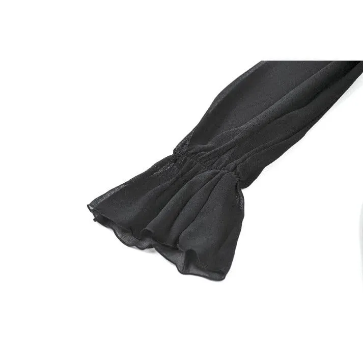 Gothic Moon Damen-Lagenkleid mit Rüschen und schulterfreiem Rock