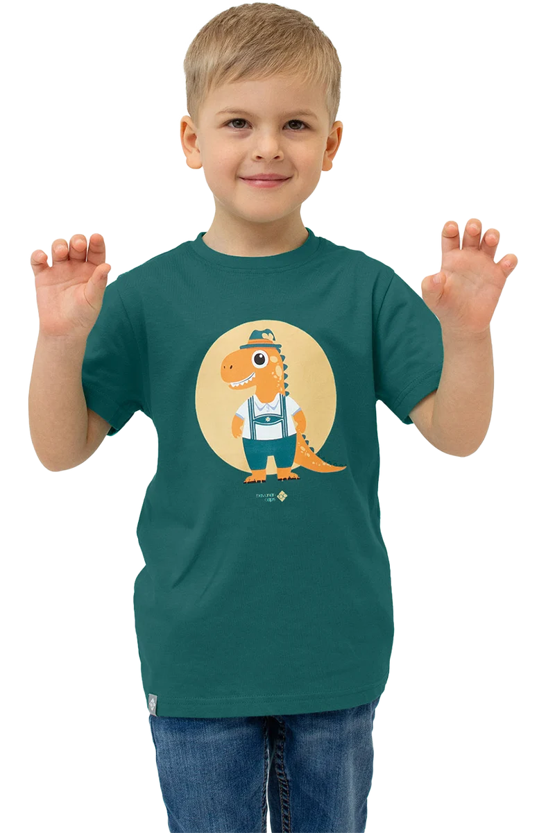 Kinder T-Shirt mit Druck Dinosaurier in Tracht