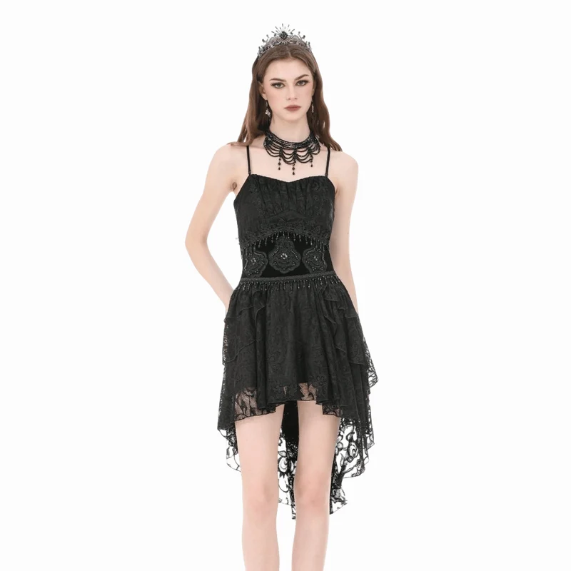 Gothic-Gürtel für Damen mit Stickerei, Perlen und Quasten