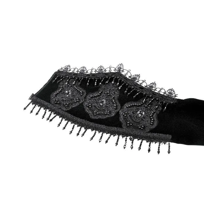 Gothic-Gürtel für Damen mit Stickerei, Perlen und Quasten