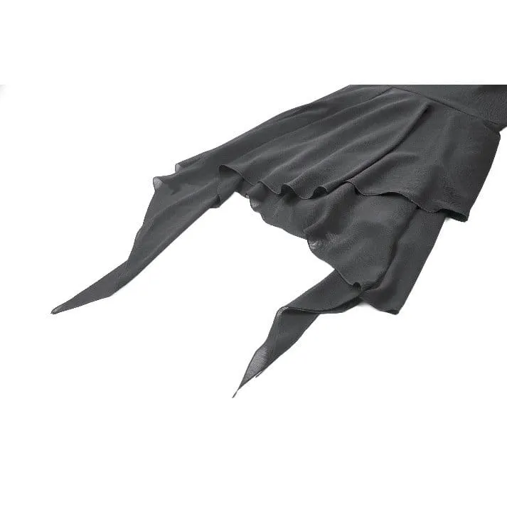 Gothic-Slipkleid für Damen mit Spitzenstickerei, V-Ausschnitt und asymmetrischem Schnitt