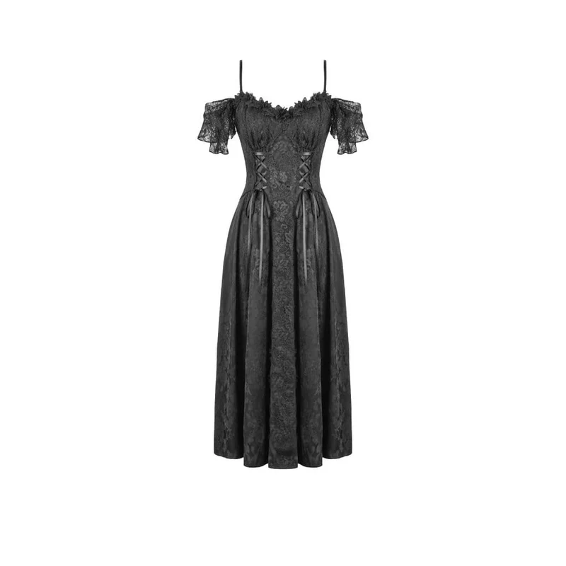 Gothic-Jacquard-Schnürkleid mit schulterfreiem Ausschnitt und Brautkleid für Damen