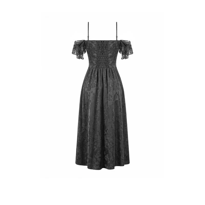 Gothic-Jacquard-Schnürkleid mit schulterfreiem Ausschnitt und Brautkleid für Damen