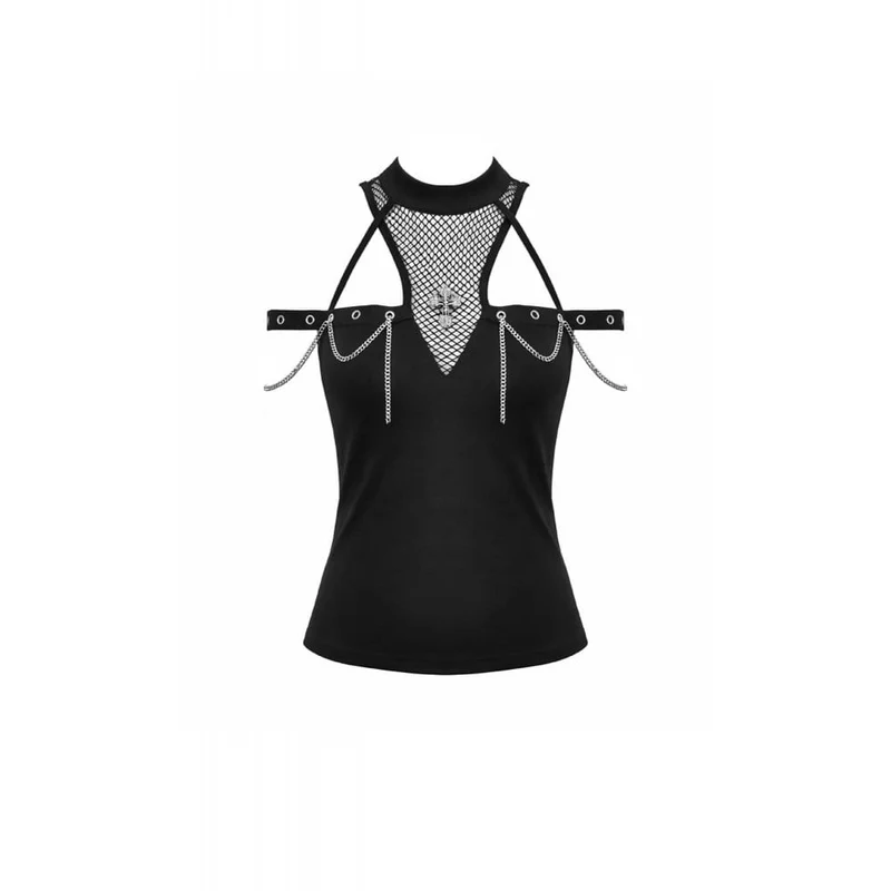 Punk-Tanktop für Damen mit Kreuzausschnitt und Kettenverzierung