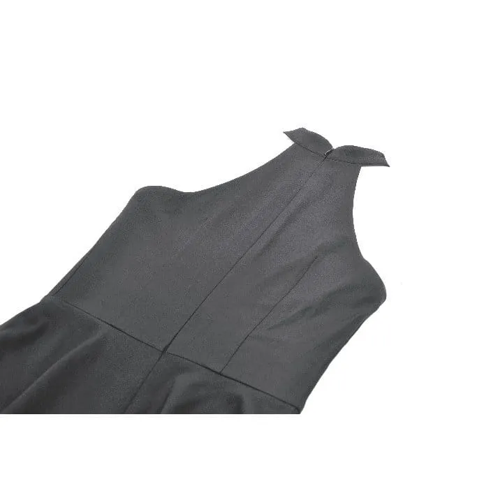 Punk-Neckholderkleid für Damen mit Schnallenriemen, Reißverschlüssen und Trägern