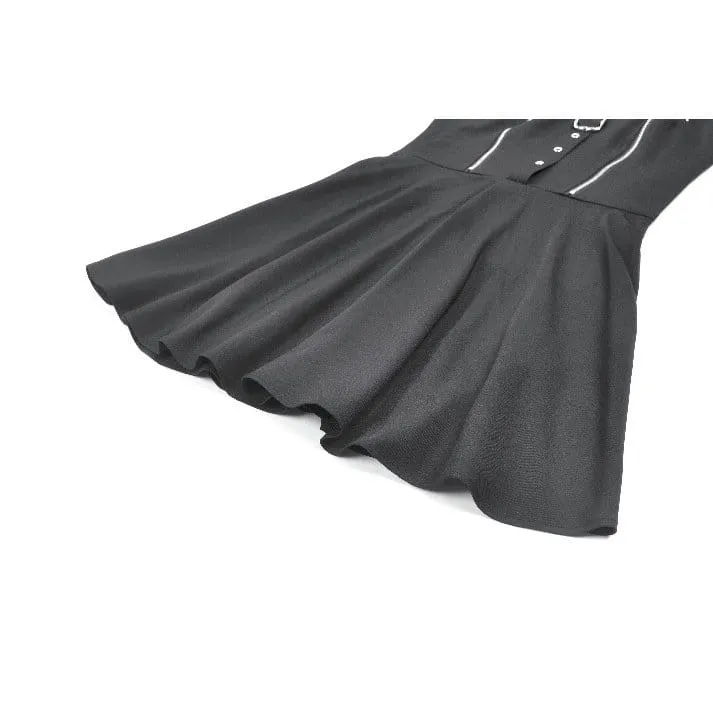 Punk-Neckholderkleid für Damen mit Schnallenriemen, Reißverschlüssen und Trägern