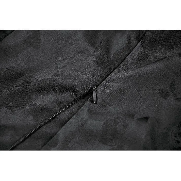Gothic-Jacquard-Kurzarmhemd mit Rosenausschnitt für Damen