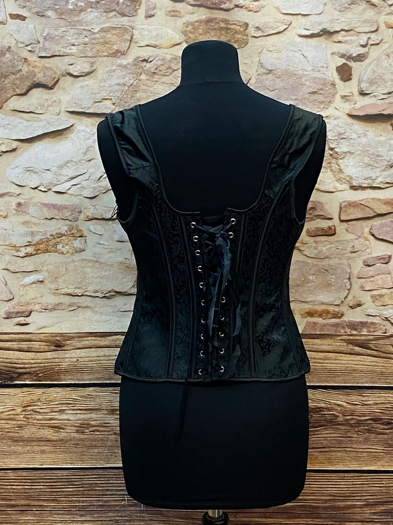 Vintage Korsett Schwarz Gr. 38 mit floralem Muster