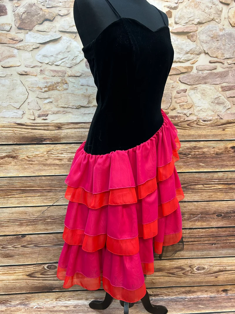 Vintage-Kleid - rot schwarz Gr. 38