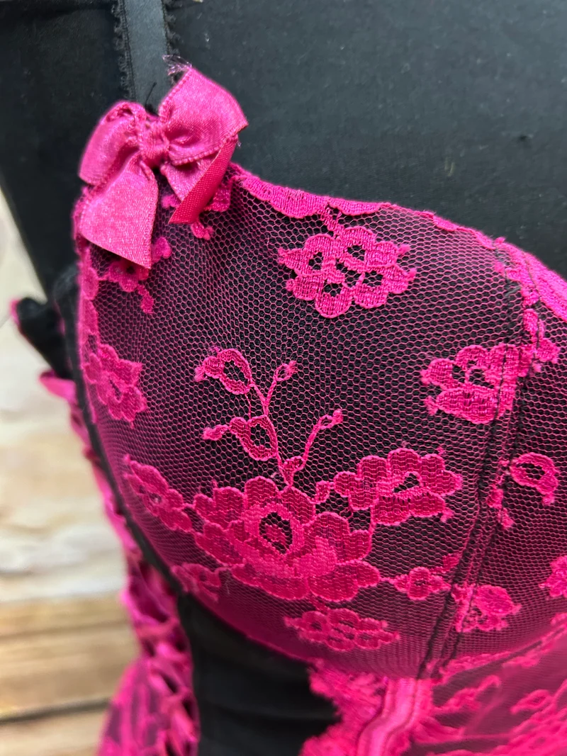 Vintage Korsett - Pink Schwarz - Größe 80B