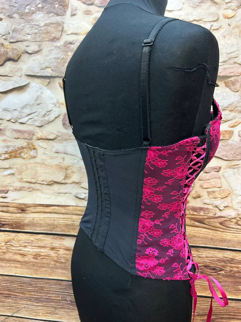 Vintage Korsett - Pink Schwarz - Größe 80B