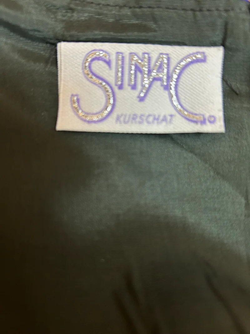 Vintage Cocktailkleid lila Satin Federn Pailletten 80er Gr. 34
