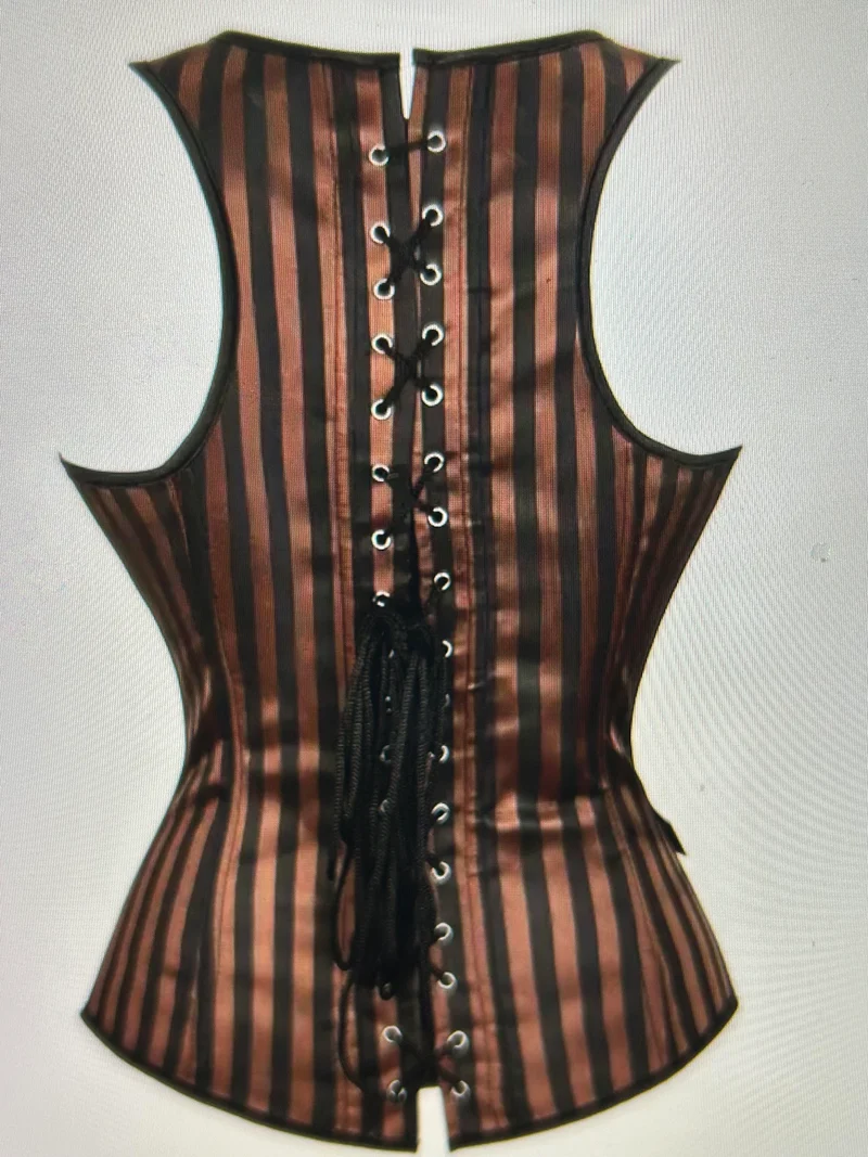 Steampunk Korsett Braun-Schwarz Gr. 32 mit Streifen