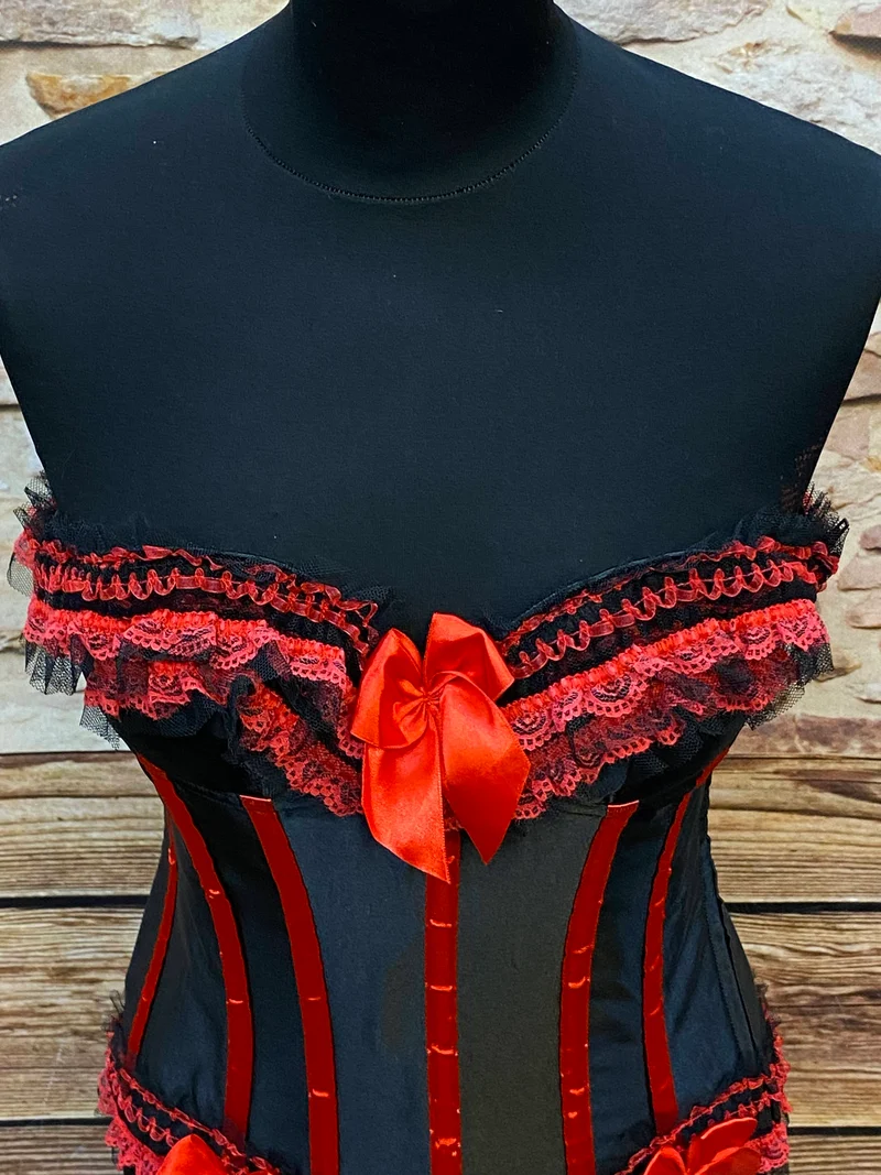 Vintage Korsett rot schwarz Gr.40