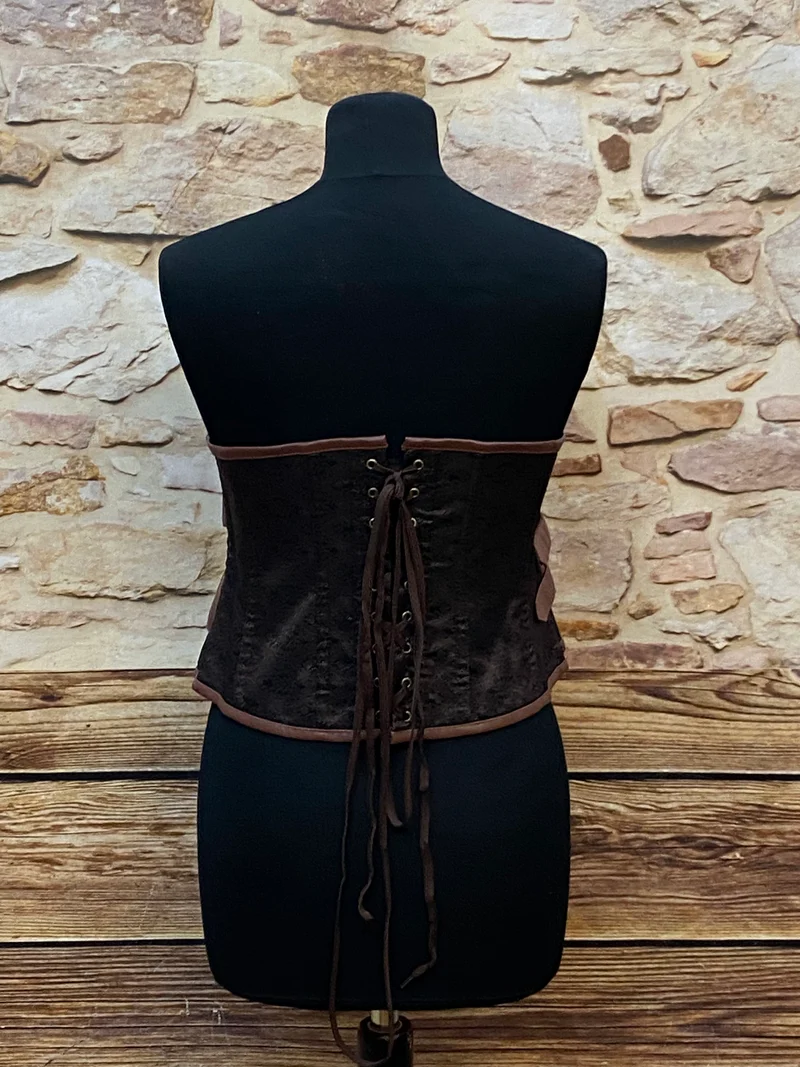 Steampunk Unterbrust-Corsage Braun Gr. 38