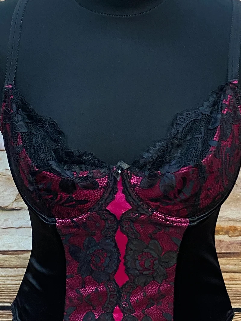 Korsett schwarz pink Gr.36